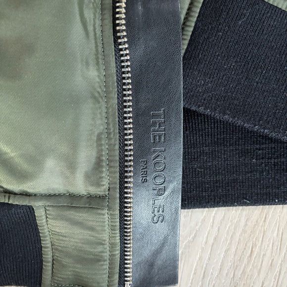 Kooples - Olive Green Bomber Jacket with Shearling Collar - Removable Collar - Picture 6 of 7